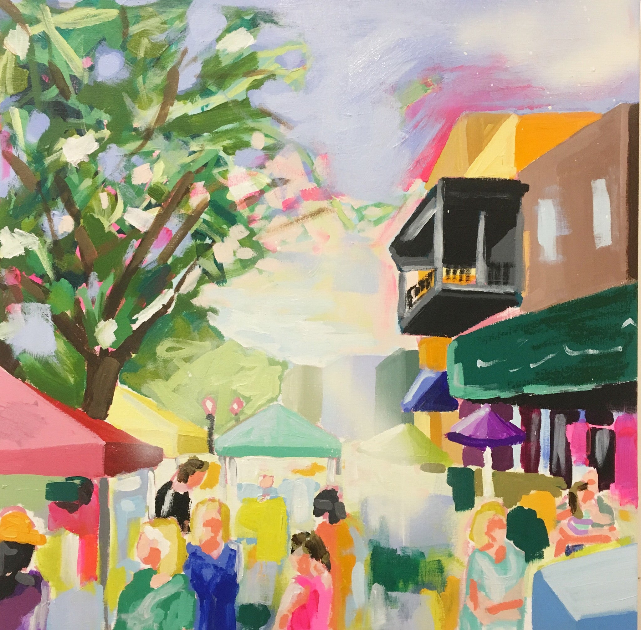 Stroll Through the Market 18x18 SOLD